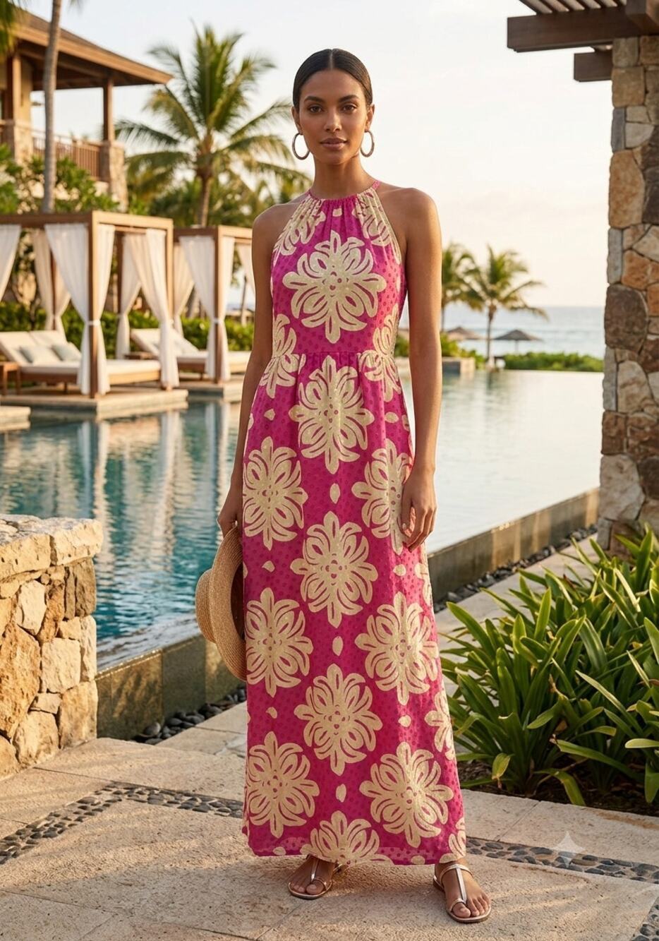 Vineyard Vines Medallion Silk Swiss Dot Maxi Dress . Size 10. Ret $214